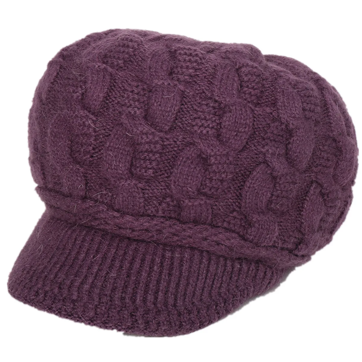Women Winter Twist Knitted Hat Soft Velvet Thick Warm Beret Flat Brim Visor Ski Cap Elegant Ladies Solid Color Caps | Аксессуары для