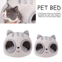 removable cat bed warm pet cat house cave winter kitten dog cushion mat cat head shaped cats house kennel nest indoor winter