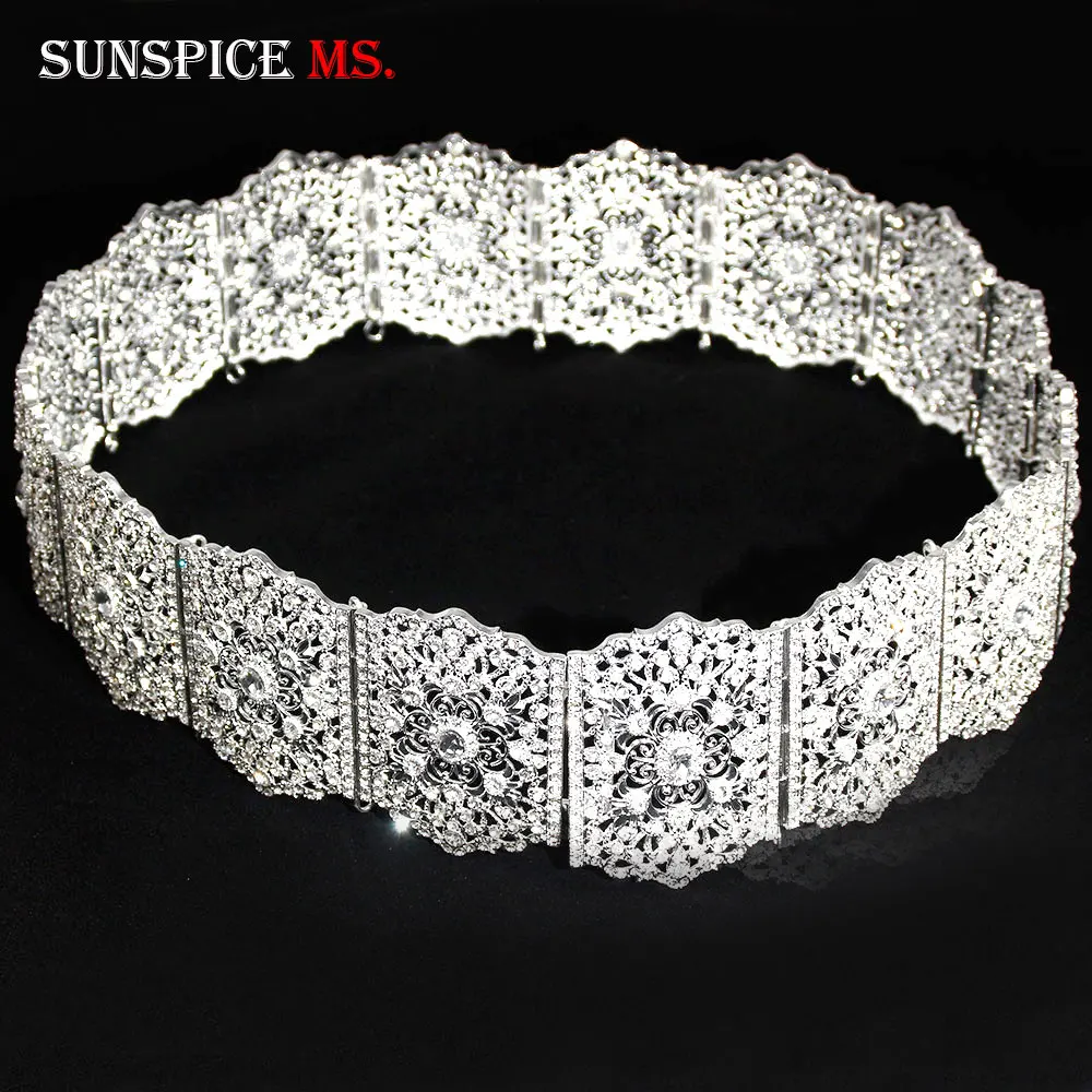 SUNSPICE-MS Марокко шик кафтан ремень для Для женщин полный свадьбное платье со стразами с широким поясом металлические цепи талии свадебных ювелирных изделий