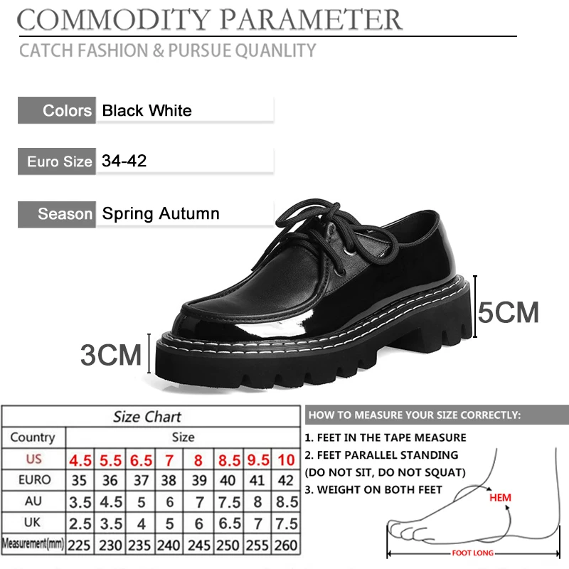 

BYQDY Spring Square Heel Shoes Women Plus Size 41-42 Genuine Leather Working Dress Shoes Sewing Chunky Heels Lace Up Footwear