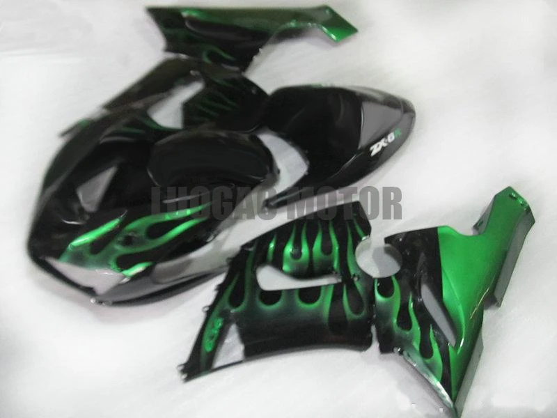 

Back Cover injection Bodywork ABS fairing kits for Kawasaki Flame Green Black Ninja ZX6R 2005 2006 fairings set ZX6R 05 06