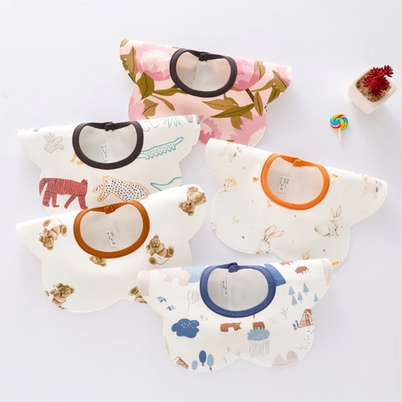 

Double Layers Baby Bib Flower Shape 360 ​​Degree Rotate Newborn Feeding Burp Cloths Soft Cotton Saliva Towel Baby Shower Gift