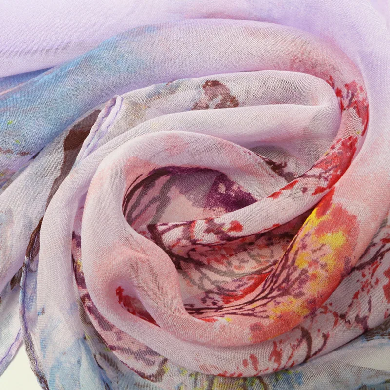 Новый Модный женский шарф с принтом пляжные парео из органзы рисунком чернилами