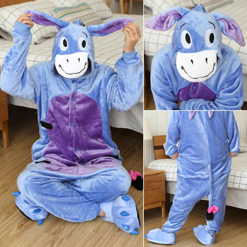 Зимняя Пижама с единорогом Kigurumi Ститч животными ползунки панда для женщин и