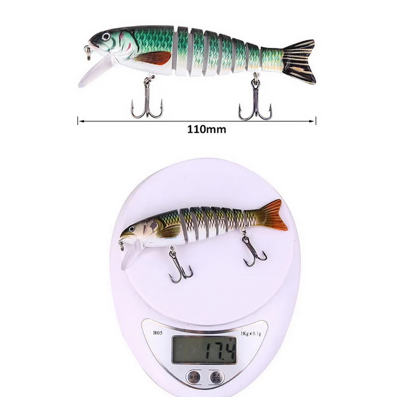 

3D Fishing Lures 11cm 17g Sinking Wobblers 8 Segments Multi Jointed Swimbait Hard Bait Fishing Tackle For Bass Isca Crankbait
