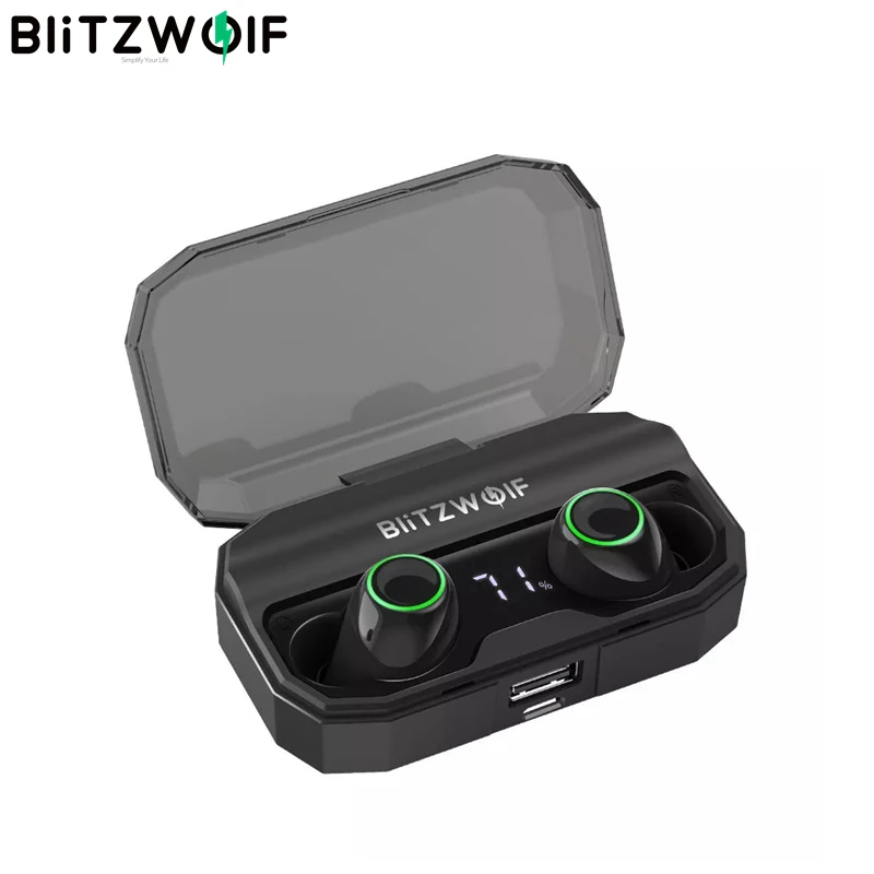 BlitzWolf FYE3S TWS True беспроводной Bluetooth 5,0 наушники цифровой дисплей питания смарт-сенсорный двусторонний вызов наушники зарядная коробка
