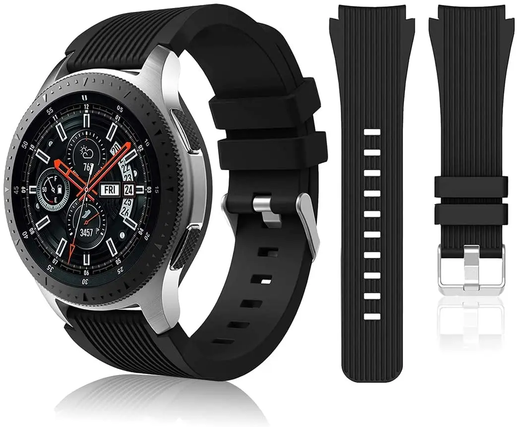 Ремешок силиконовый для Samsung Galaxy Watch 46 мм/Huawei GT2/Amazfit GTR 47 мм спортивный браслет