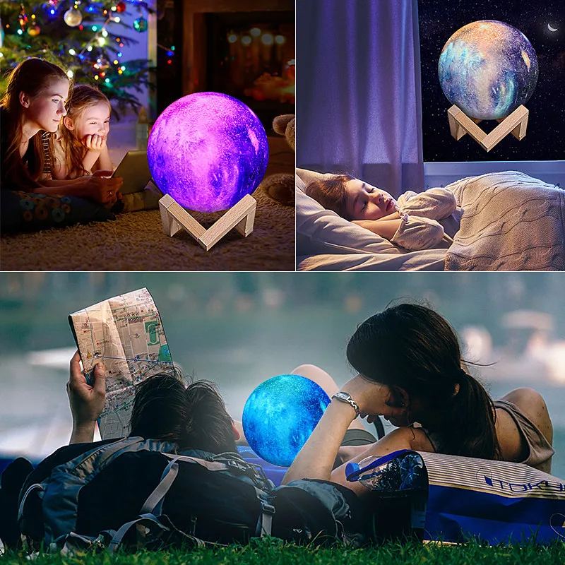 

3D Moon Lamp Kids Galaxy Night Light 16 Colors LED Moon Light with Remote & Touch Control Best Gift for Kids Birthday Christmas