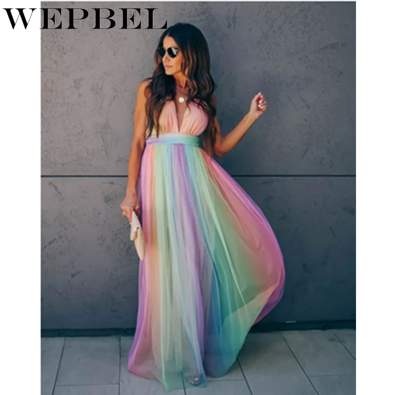 

Mandylandy Женская мода платье с короткими рукавами в радужную женское платье, элегантное платье без рукавов Лето шикарные вечерние платье Vestidos