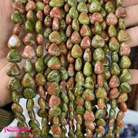 natural multicolor flower green stone loose beads high quality 10mm smooth heart shape diy gem jewelry accessories 38pcs a3606