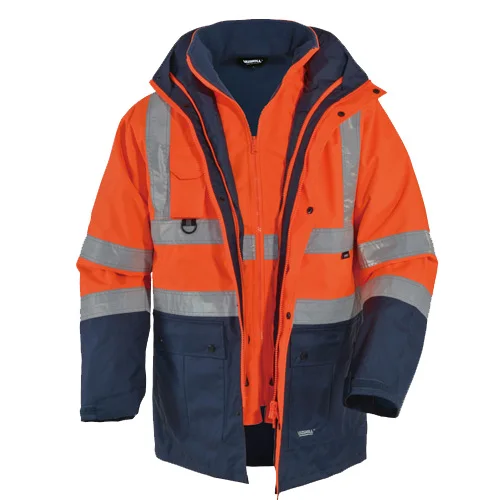 Orange 5 in 1 EN471 ANSI/море 107 AS/NZS Hi vis два тона водонепроницаемый 5 в 1 куртка со светоотрающей полосой orange рабочая одежда зимняя куртка - Цвет: Orange 5 in 1