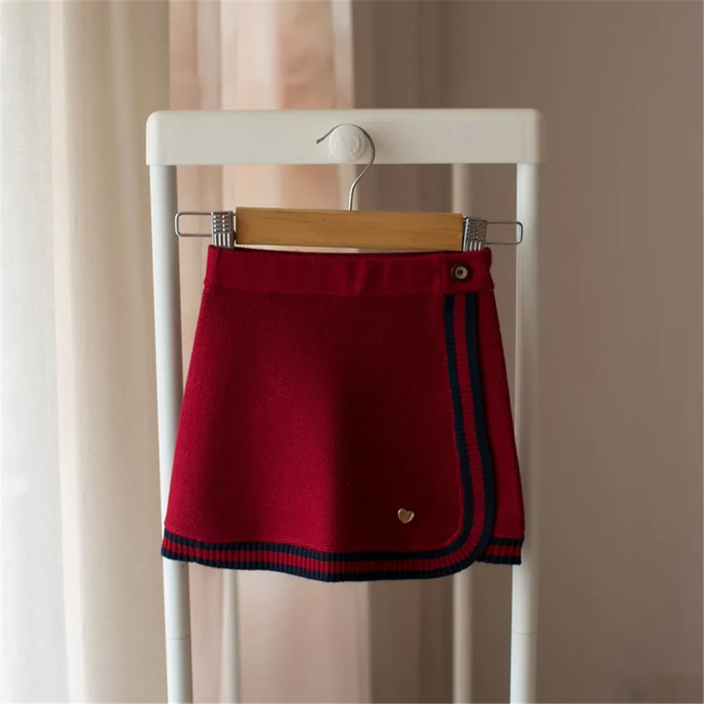 Осенне зимний детский комплект Рождественский вязаный свитер юбка костюм для