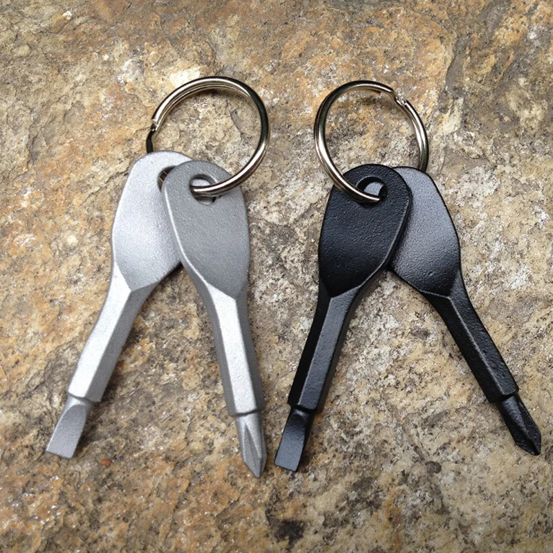 

2 Keys Stainless Keychain Pocket Tool Screwdriver Set EDC Outdoor Multifunction