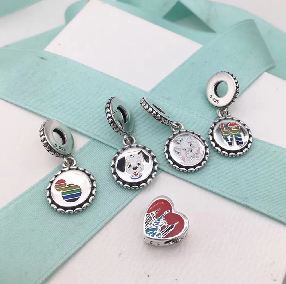 

2019 NEW 100% 925 Sterling Silver Parks Pride Rainbow Love Animal Charm With letter Pendant DIY Bracelet Women Original Jewelry