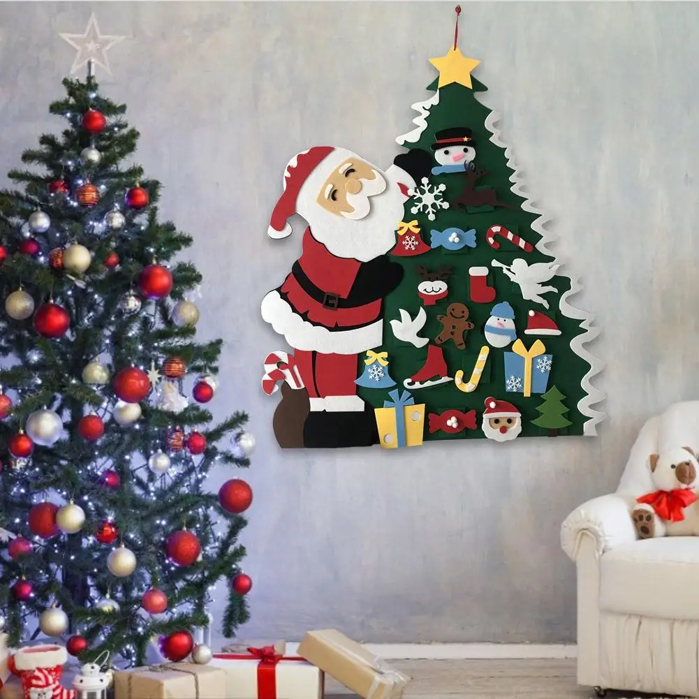 

DIY Felt Christmas Tree with 21Pcs Detachable Ornaments Christmas Wall Hanging Ornaments Gift for Kids Home Decor
