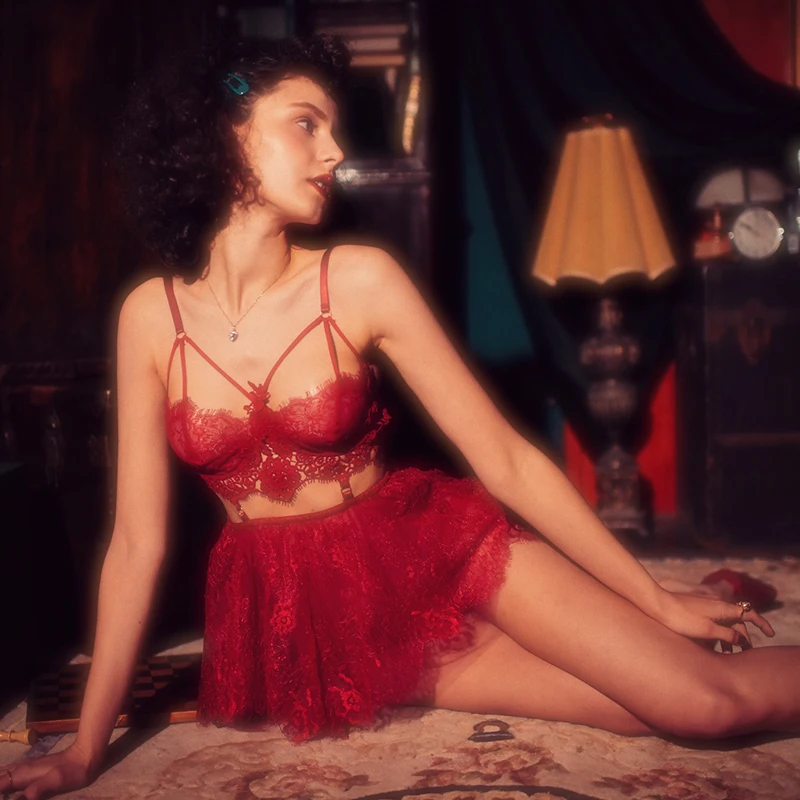 Женская ночная рубашка на День святого Валентина с цветочными ресницами и