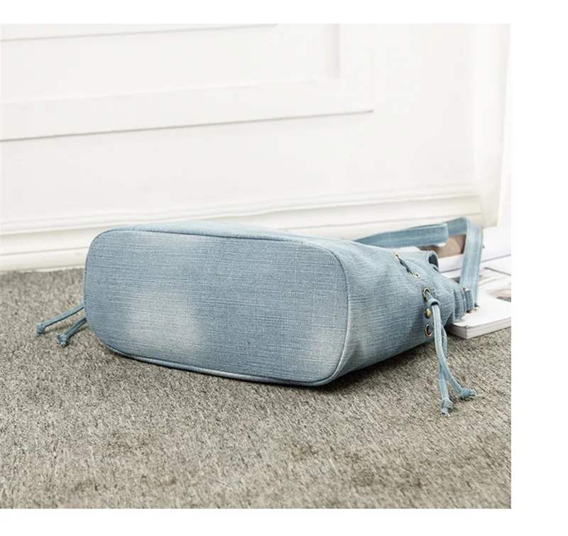 Джинсовая женская сумка на плечо модная джинсовая через Женский Большой тоут