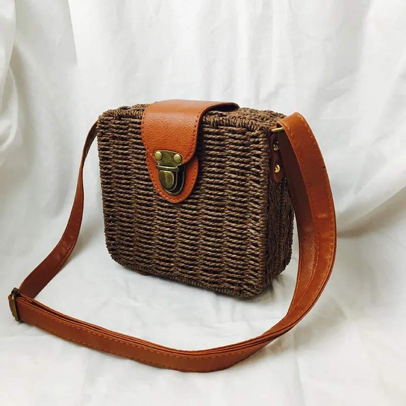 Женская Соломенная Сумка ярких цветов сумки мессенджеры маленькие дамские