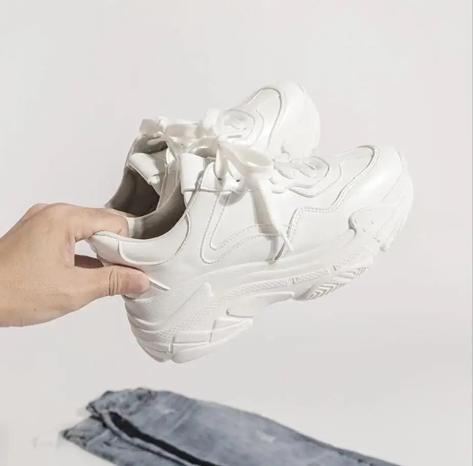 Женские кроссовки белые на толстой подошве платформе|Женские и кеды| |