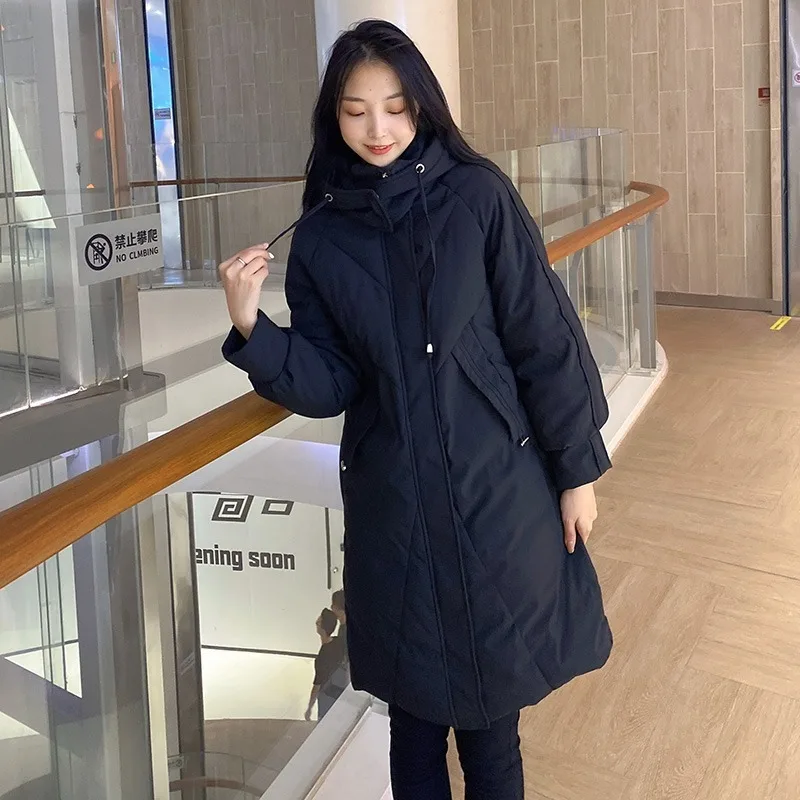 

Новая женская утепленная парка с хлопковой подкладкой, Женская длинная куртка с капюшоном, Женская однотонная модная верхняя одежда на молнии на осень и зиму A185