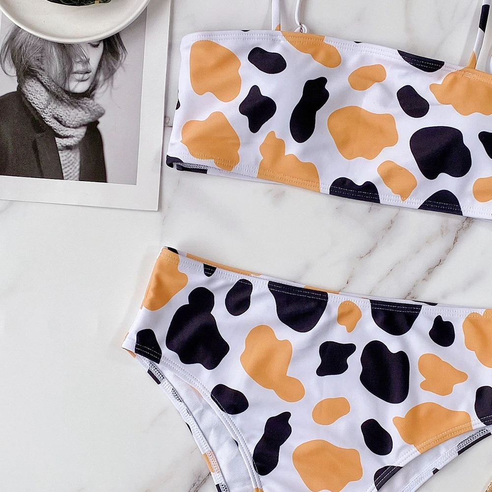 

Sexy Cow print Bikini Set 2021 String High Waist Swimsuit Women Push Up Swimwear Summer BeachWear Brazilian Banseau Bathing Suit