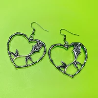 gothic jewelry hollow peach heart rose dangle earrings aesthetic fashion hip hop punk earrings for women egirl accessories