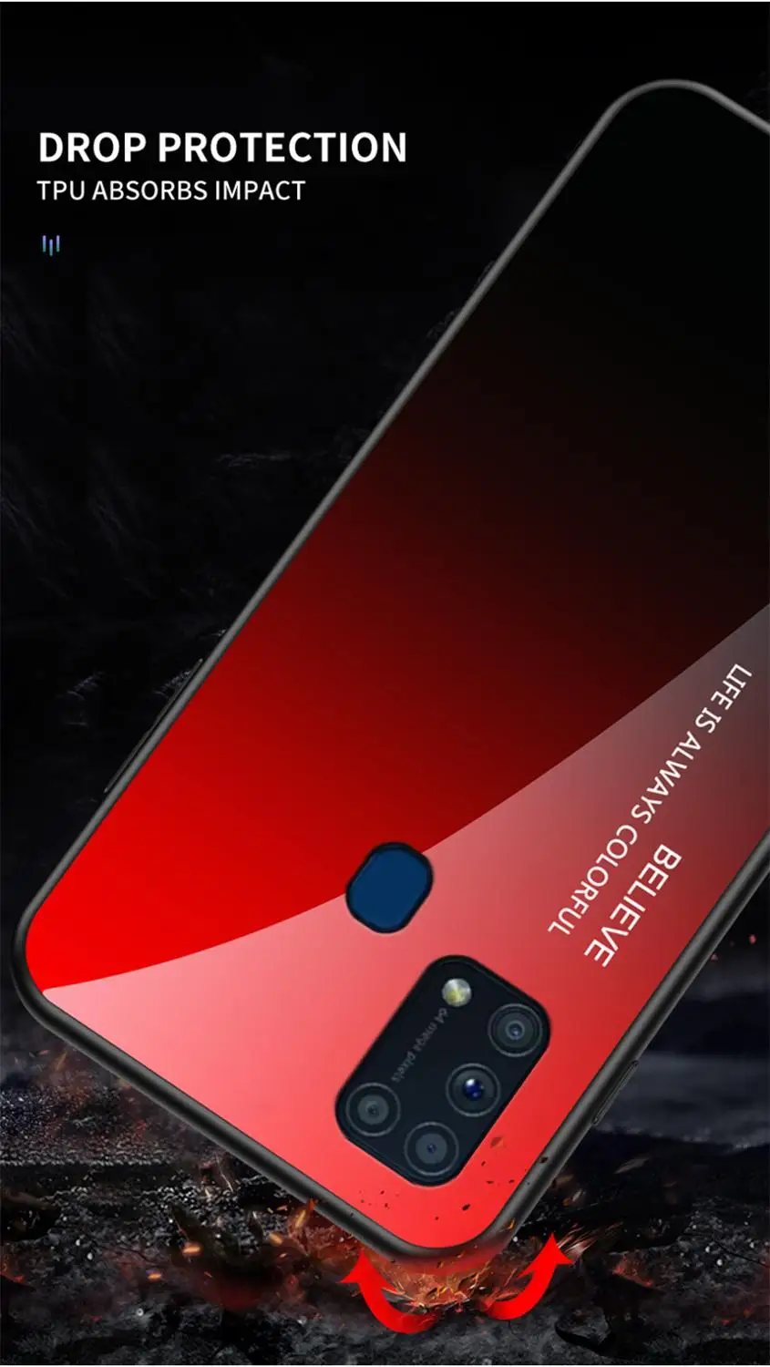 Чехол Tigenkey для Samsung Galaxy M31 чехол из закаленного стекла с градиентом | Мобильные