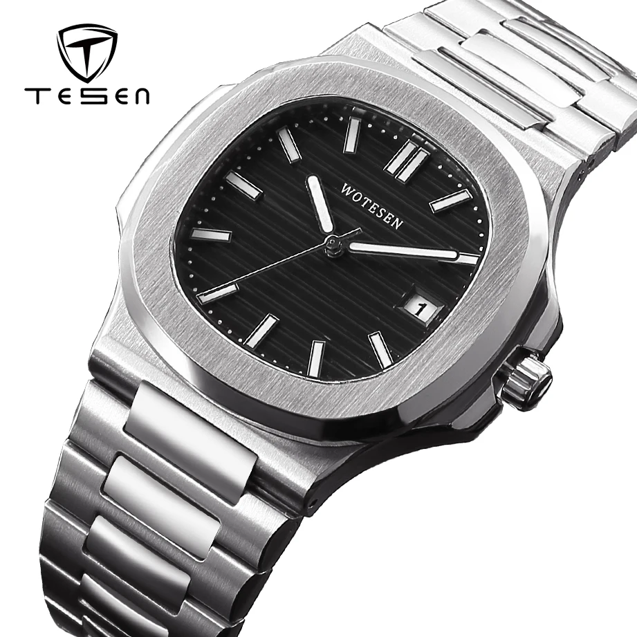 WOTESEN часы мужские s Топ бренд Роскошные полностью стальные военные наручные Patek
