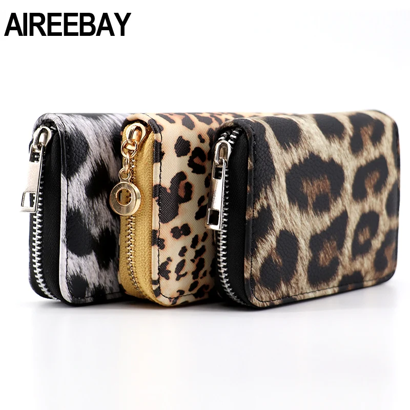 AIREEBAY женские короткие кошельки новые винтажные Модные леопардовые принты портмоне для клатч для девочек из искусственной кожи женский бумажник