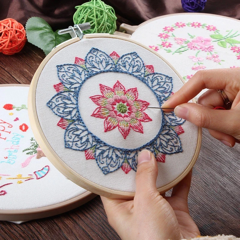 DIY Мандалай Фламинго вышивка набор с обручем для начинающих рукоделие Наборы вышивки крестом Шитье ручной работы подарок