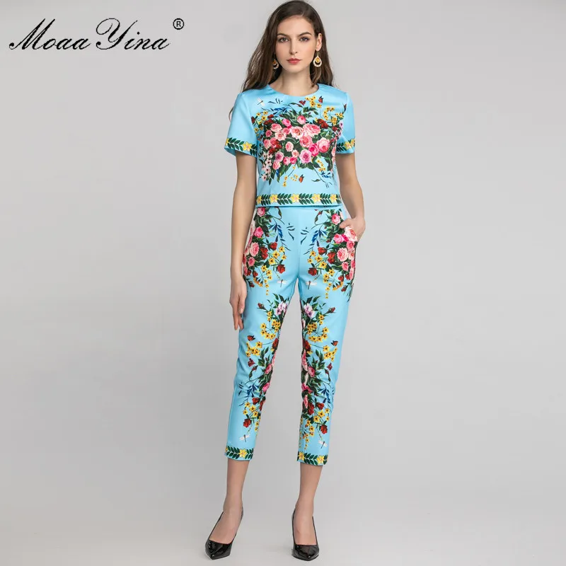 Модный дизайнерский комплект moaayina весна лето женские топы с коротким рукавом и