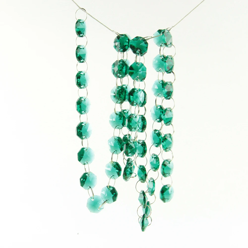 

5m-50m Glass Beads Crystal Zircon Green Chandelier Lamp Octagon Chain Garlands Wedding & Party Decor