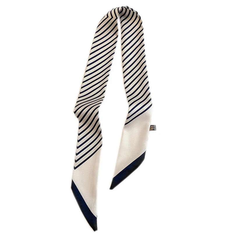 

Hot Stripe Print Long Strip Beveled Square Silk Scarf Lady Small Neck Scarves Fashion Hair Band Tied Bag Ribbon Warm Neckerchief