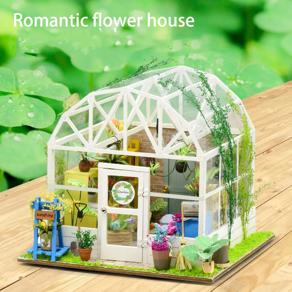 

Romantic Flower House DIY Handmade Art House Wooden LED Miniature Furniture Kit Mini House Best Gift for Kid's