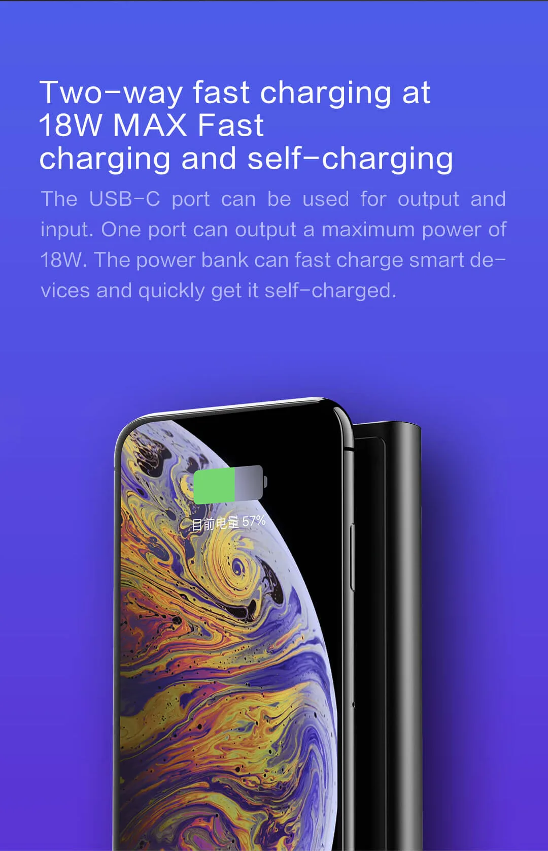 ZMI 10000 мАч беспроводной внешний аккумулятор для MFi для Apple для зарядки Lightning двойной USB-C 18 Вт макс 10 Вт макс Qi Сертифицированный