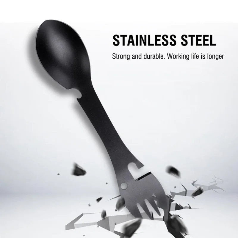 utensils for kitchen stainless steel multifunctional knife fork spoon picnic 3 in 1 gadget camping convenient tableware free global shipping