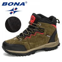 bona 2020 new designers winter high top hiking shoes men suede leather trekking boots man mountain climbing shoes masculino