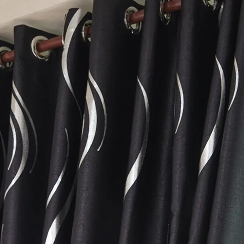 Шторы с серебряными полосками для гостиной спальни черные затемняющие шторы