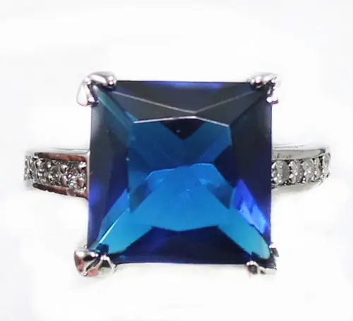 + Доставка&gt Изысканный! Кристалл Голубой Циркон Размер кольца: 7.8.9|Кольца| |