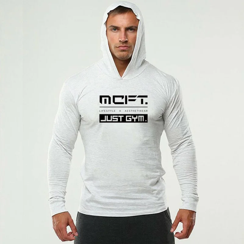 Bodybuilding T-Shirt Men New Autumn Fitness Long Sleeve Hooded T Shirt Men Brand Just Gym Hoody Fashion Slim Fit Cotton Tee Tops