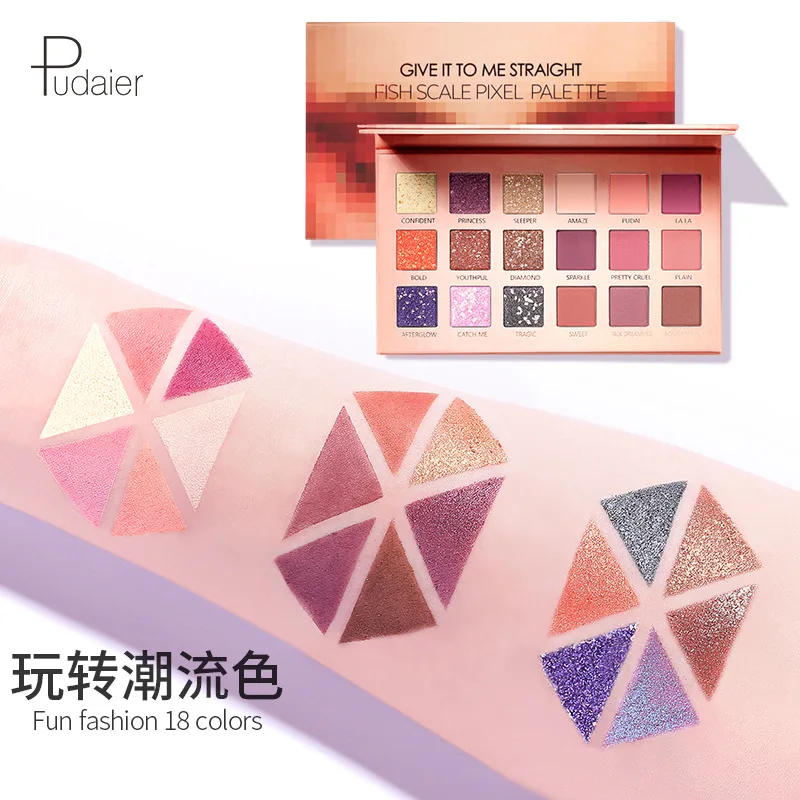 Палетка глазурованных теней для век Pudaier Beauty 18 цветов макияж блестящий пигмент