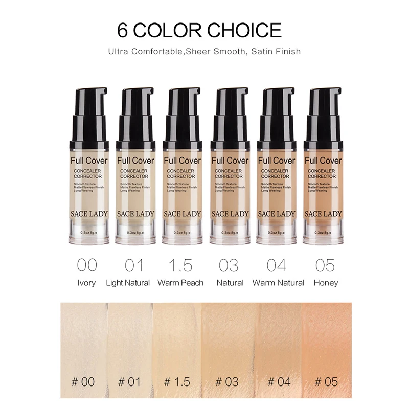 Полное покрытие 6 видов цветов жидкий консилер макияж мл темные круги для глаз