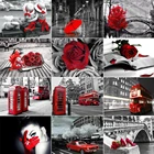 5D алмазная живопись сделай сам, черно-белая красная серия, полная квадратнаякруглая Алмазная вышивка, мозаика, украшение для дома, искусственный подарок