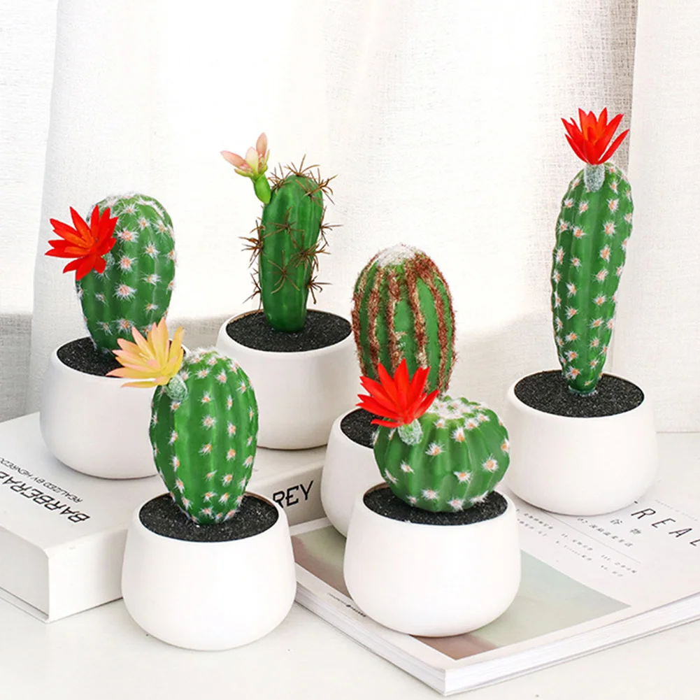 Дешевые кактус бонсай суккулент поддельные горшках для струйного принтера desk