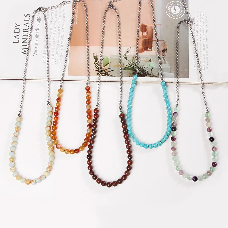Модное ожерелье из драгоценного камня и агата для женщин Длинные ожерелья-чокеры
