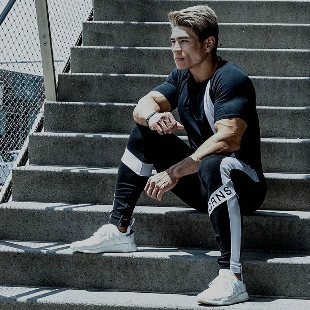 Штаны для бега мужские спортивные облегающие брюки осенние тренажерного зала и