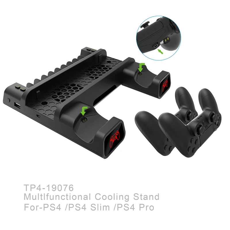Вертикальная подставка для охлаждения вентилятора PS4/Slim/Pro зарядное светодиодный