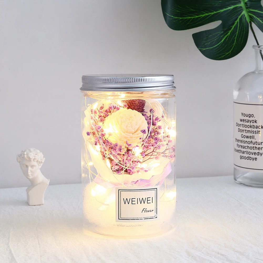 Гипсофиловый букет из сушеных цветов Звездные огни стеклянные украшения