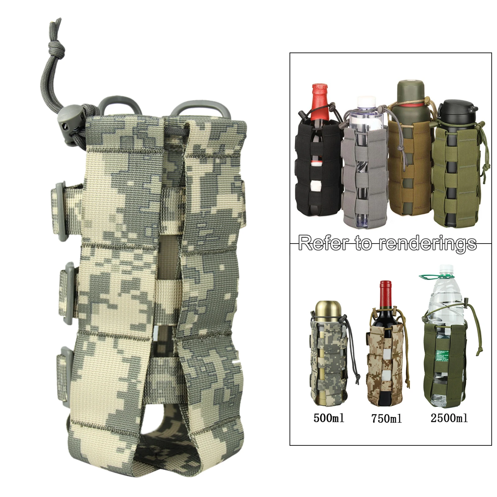 0.3L-0.8L тактический Molle бутылка для воды военный чехол фляги кобура Открытый чайник