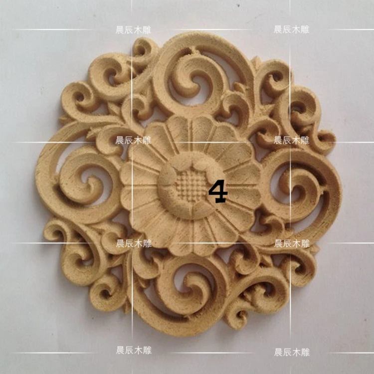 

Wood carving flower, round decal, door flower, cabinet decoration, European-style door decoration(A771)